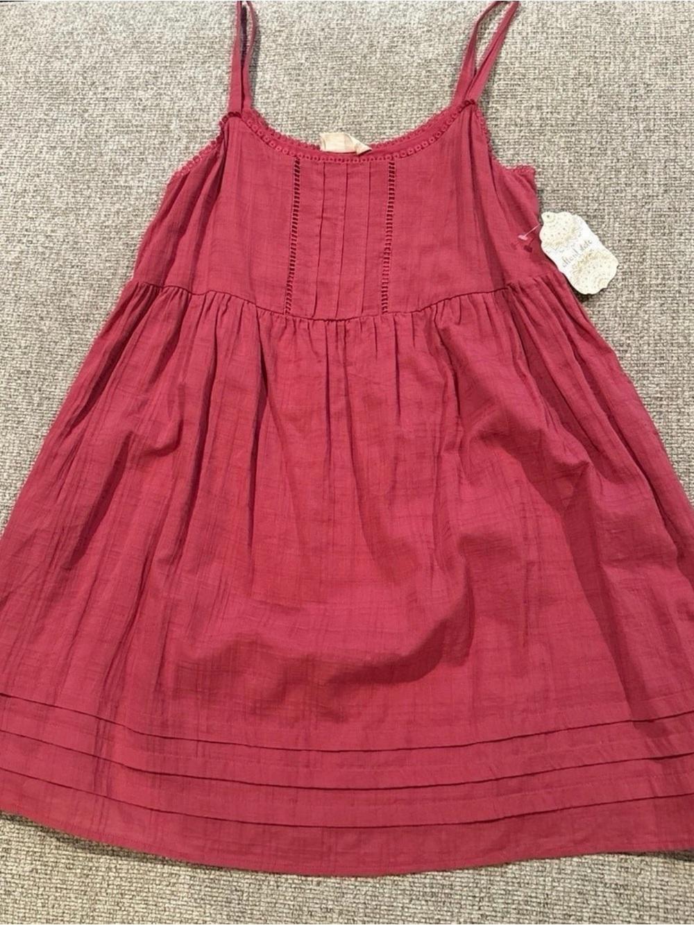 Altar'd State Raspberry Pink Cotton Spaghetti-Strap Sundress